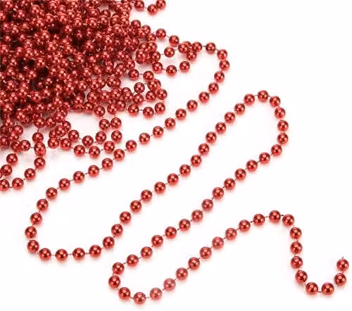 Shatchi Red Metallic Hanging Bead Garland for Christmas Tree Decoration – 6