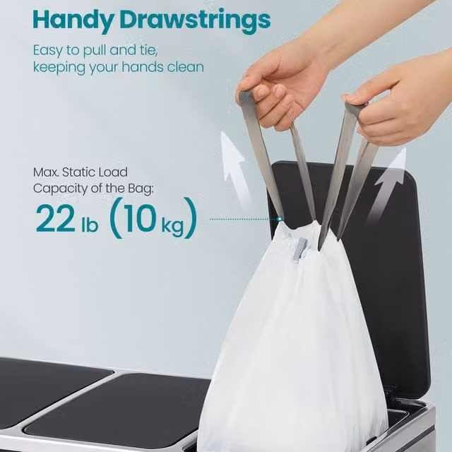 SONGMICS Heavy Duty White Rubbish Bags for 13 Gallon Kitchen Bins