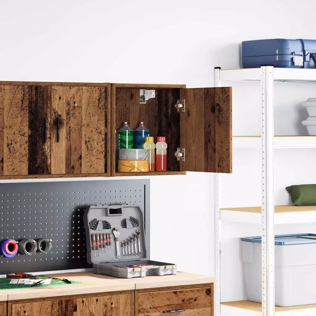 Berkfield Home Wall Mounted Garage and Workshop Cabinet in Brown Engineered Wood – 2