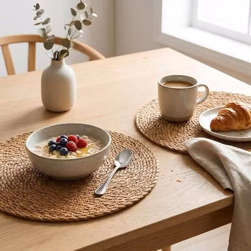 Argon Tableware Round Woven Typha Placemats, Set of 6, Brown, Diameter: 30 cm – 2