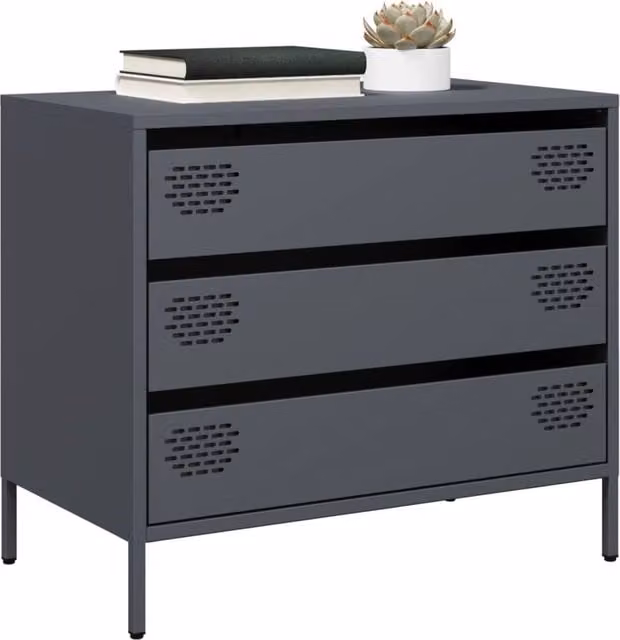 Berkfield Home Anthracite Sideboard in Cold-rolled Steel, W/D/H: 68 x 39 x 58.5 cm – 1