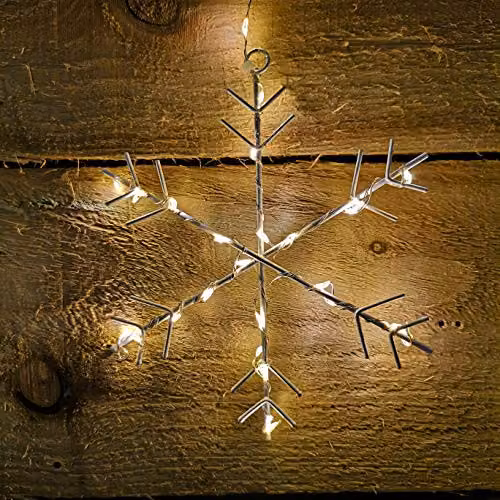 Premier Warm White LED Snowflake Christmas Curtain Lights, W/H: 120 x 120 cm