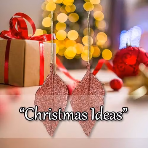 VFM e-Store Red Glitter Hanging Leaf Christmas Tree Ornaments, Pack of 2, Height: 22.6 cm – 6
