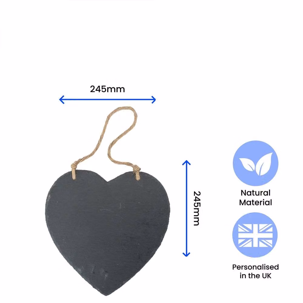 Uniqueful Personalised Large Heart Hanging Slate Notice and Menu Board in Grey – 2