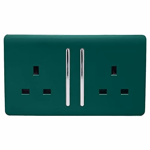 Trendi Switch 2 Gang 13 Amp Switched Tactile Plug Socket in Dark Green – 2