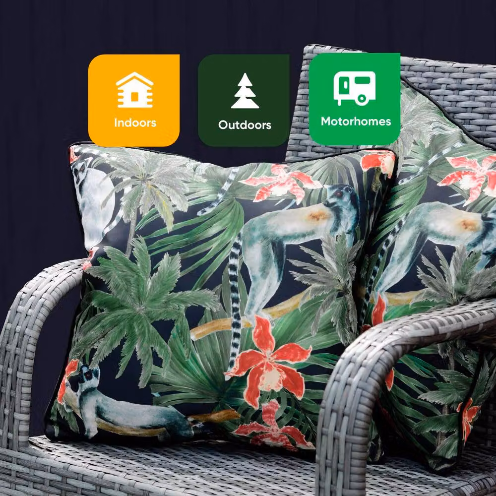 Gardenwize Pack of 2 Multicolour Lemur Printed Outdoor Scatter Cushions with Removable Washable Covers – 6