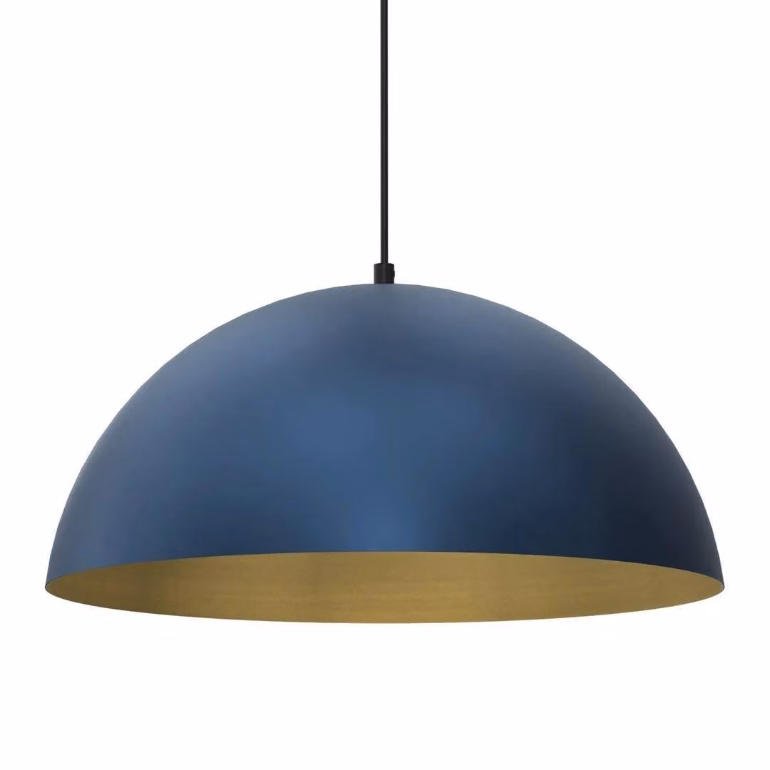 Milagro Beta Hand Made Pendant Lamp in Matt Mid Navy Blue with Gold Interior, Height Adjustable, 45 cm – 2