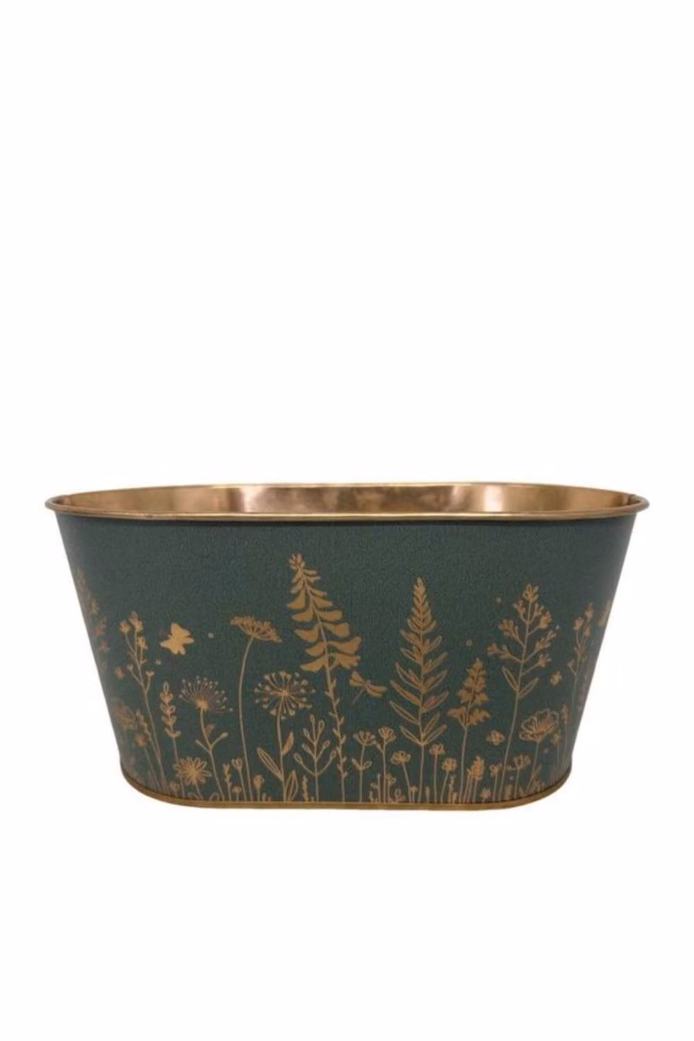 KDMD Dark Green Wild Flowers Oval Zinc Planter, 2 Pack – 2