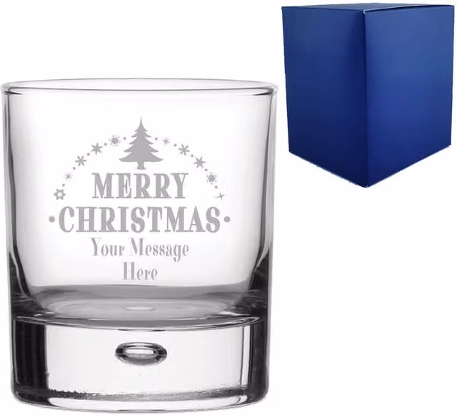 Uniqueful Personalised Engraved Christmas Whisky Tumbler Glass in Transparent