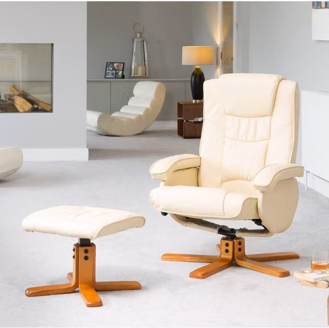 Artemis Home Severn Swivel Recliner Chair and Ottoman in Beige