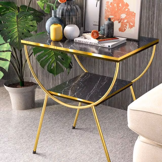 Woohoo Furniture Modern Style Black Square Nightstand Side Table