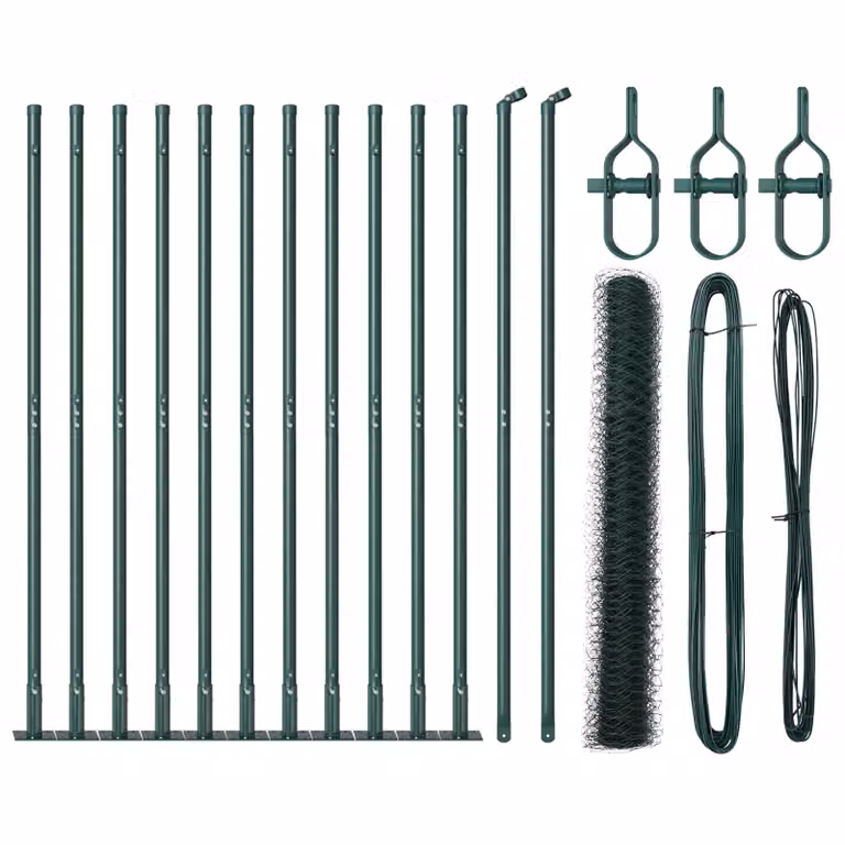 Berkfield Home Green Steel Hexagon Fence, W: 0.8 m, L: 25 m