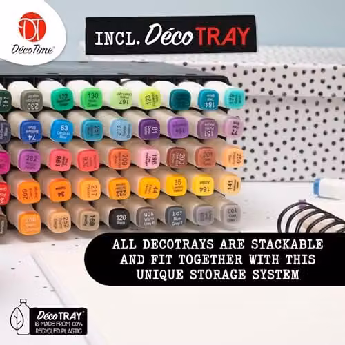 Deco Time Multicolour Aqua Brush Markers with Stackable Plastic Tray, 50 Pack – 5