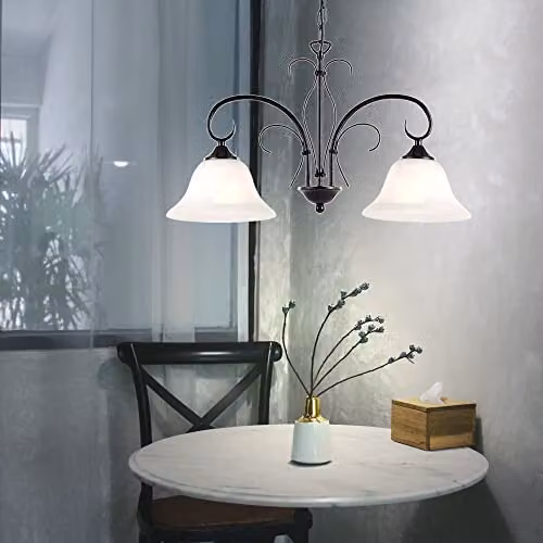 Netlighting Aries Multi Arm Pendant Ceiling Light with Brown Glass Shades and Chrome Metal Finish, 2x E27 – 6