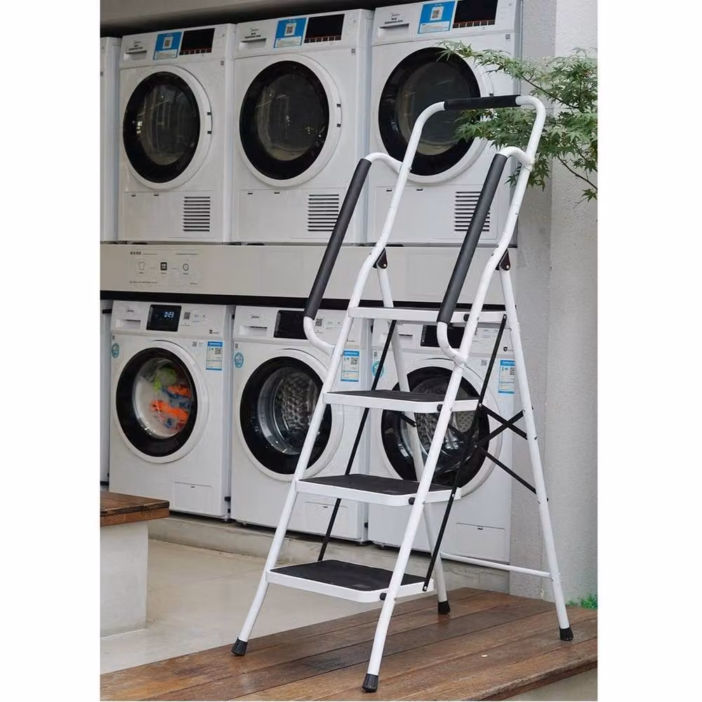 Havendro 4-Step Folding Steel Step Ladder with Non-Slip Rubber Feet in White – 2