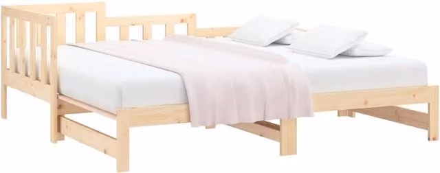 Berkfield Home Pull-out Day Bed in Natural Solid Pine Wood, W/D/H: 193.5 x 90 x 68.5 cm – 1