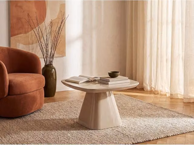 Vente-unique NATAZA MDF Side Table in Taupe/Beige with Glossy Lacquered Finish, W/D/H: 45 x 45 x 60 cm