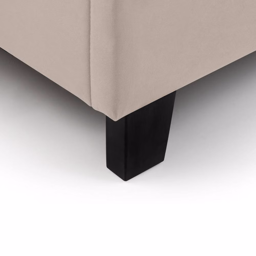 Cheshire Modern Upholstered Velvet Bed in Beige, Single (W: 90 cm, L: 200 cm) – 3