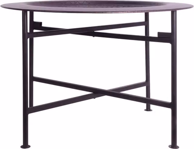 Orsina Contemporary Round Metal Side Table in Copper, Black and Gold with Animal Print Detail, W/D/H: 50 x 50 x 35 cm – 1
