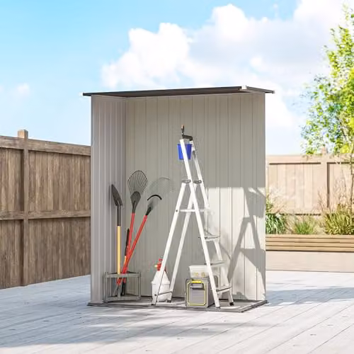 Outsunny Grey Galvanised Steel Garden Storage Shed with Lockable Single Door and Pent Roof – 7