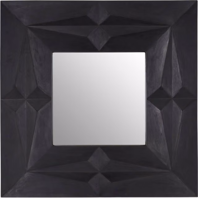 Orsina Square Art Deco Wall Mirror with Geometric Design in Gold, Black and Brown – 1
