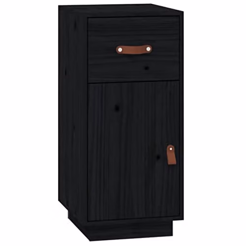 vidaXL Black Solid Wood Pine Sideboard W/D/H: 34 x 40 x 75 cm