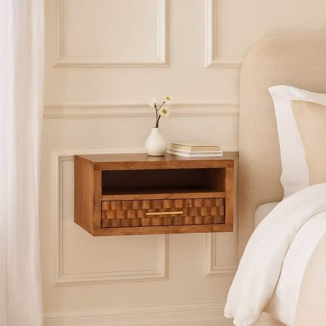 Artisan Furniture Cadiz Mango Wood Carved Slot-Drawer Bedside Table in Brown
