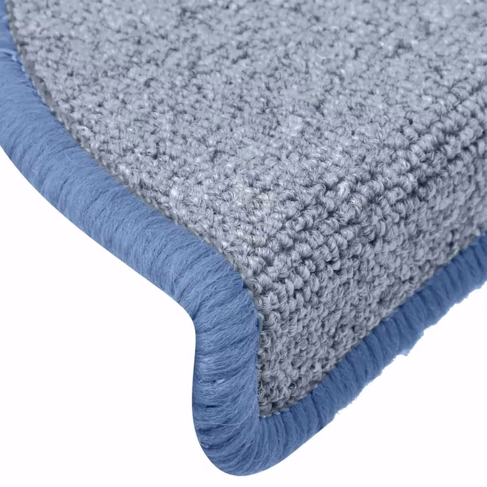 Berkfield Home Self-Adhesive Carpet Stair Treads, 15 Pieces, Light Grey and Blue, W/D/H: 65 x 24 x 4 cm – 3
