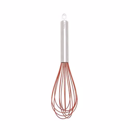Cuisipro Red Silicone and Stainless Steel Round Balloon Whisk with Hanging Loop, Heat Resistant and Non-Scratch, Length: 30.5 cm
