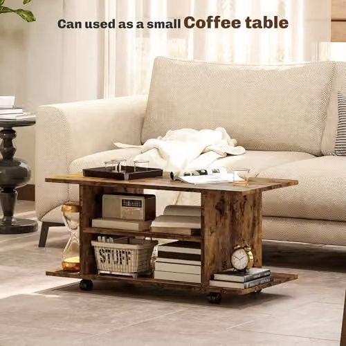 HOMCOM Modern Rustic Brown TV Cabinet Stand with Storage Shelves, W: 120 cm, D: 40 cm, H: 40 cm – 5