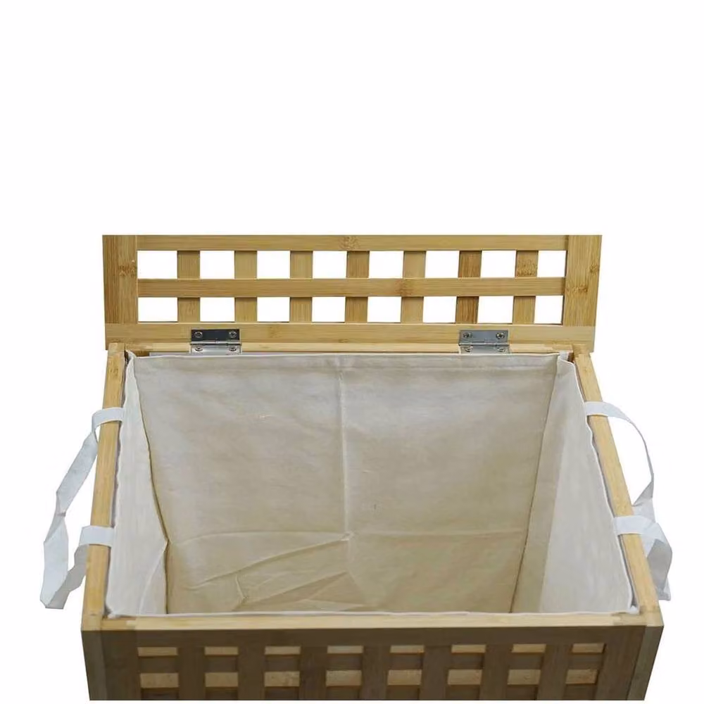 Havendro 120L Bamboo Laundry Basket with Lid and Removable Bag in Beige – 2