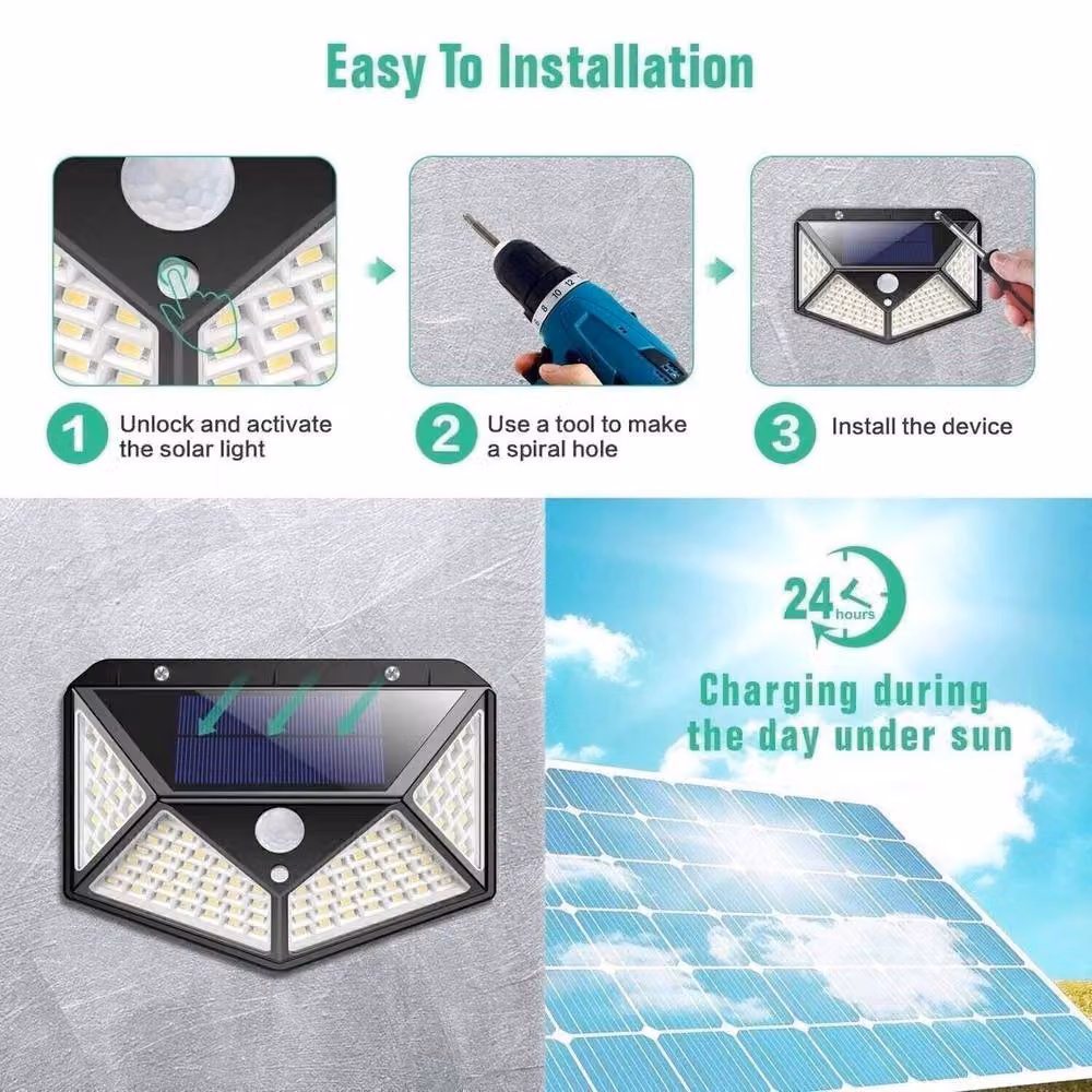 NESTLUNE 2-Piece Solar LED Wall Lamp with PIR Motion Sensor, Black – 5
