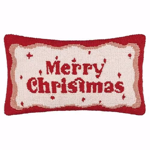 Riva Home Merry Christmas Red Rectangular Polyester Cushion W/H: 30 x 50 cm
