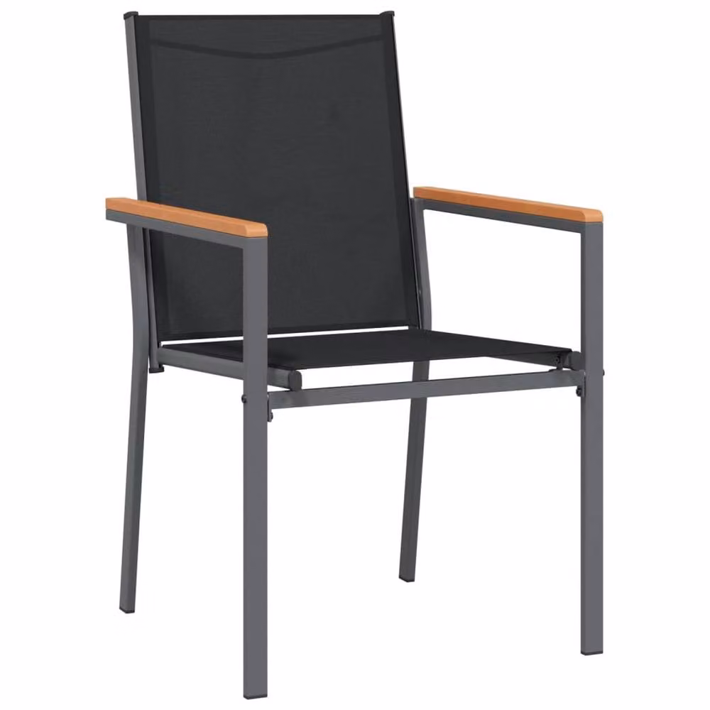 Berkfield Home Beautiful 5 Piece Garden Dining Set in Black Textilene and Steel – 4
