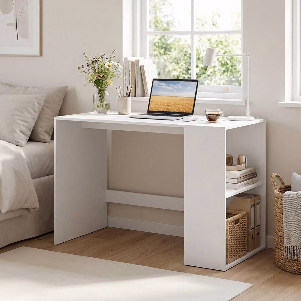 Gymax Modern White Computer Desk with W/D/H: 112 x 60 x 75 cm – 3