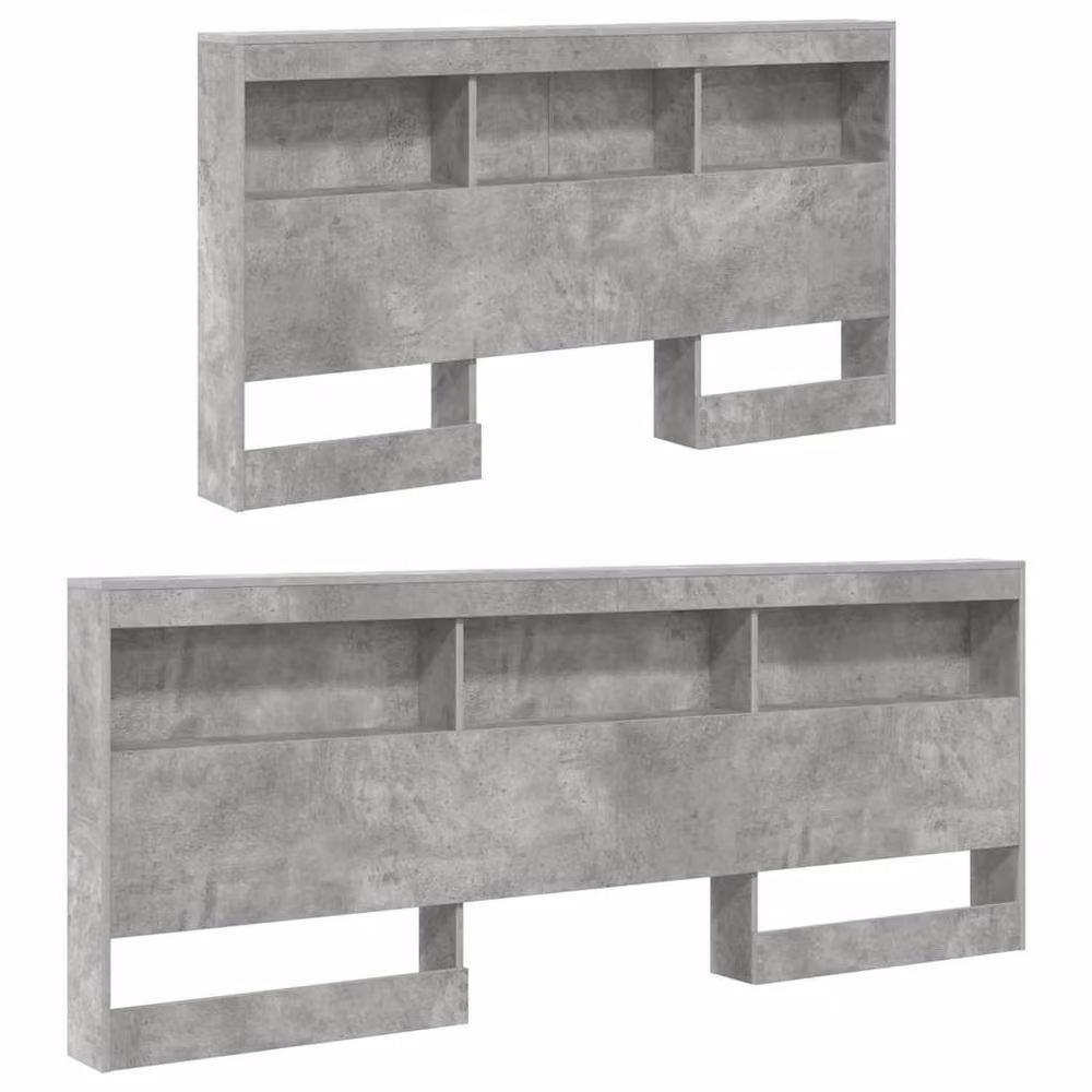 Berkfield Home Minimalist Storage Headboard with Integrated Shelf in Grey Matt Concrete Finish – 3