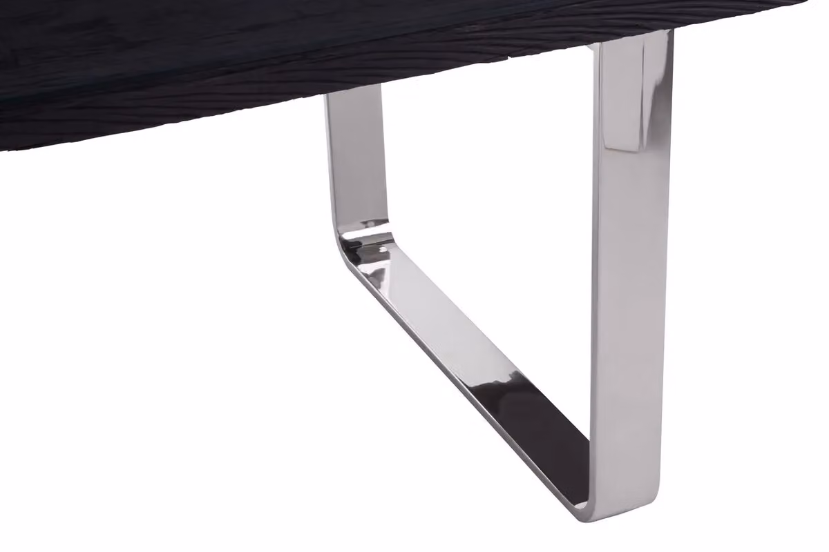 Orsina Kerala Modern Rectangular Dining Table with Glass Top and Black Pinewood Sled Base – 4