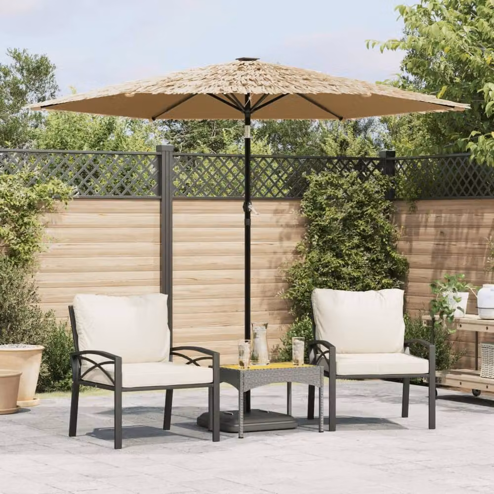 Berkfield Home Brown Garden Parasol with LEDs and Steel Pole, W: 268 cm, D: 268 cm, H: 226 cm – 2