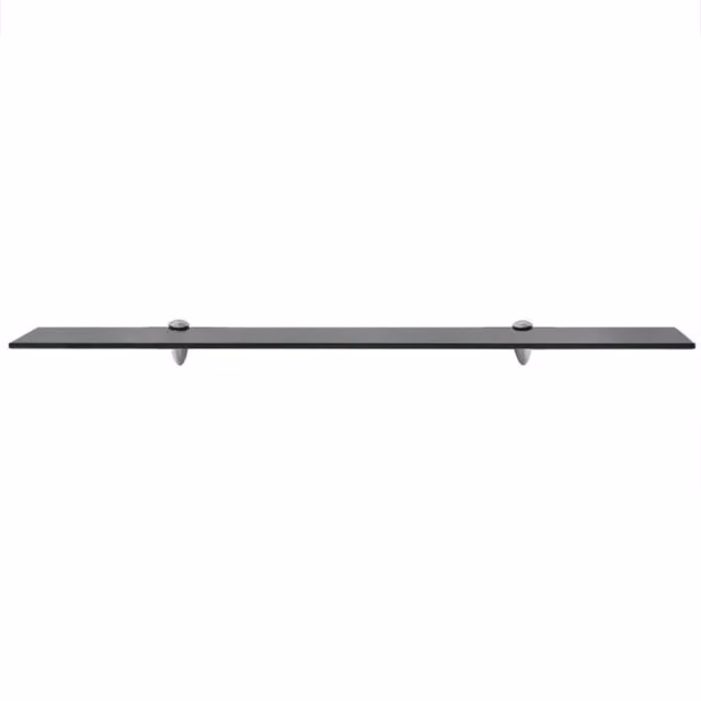 Berkfield Home Modern Floating Glass Shelves, 2 Pack, Black, W: 90 cm, D: 20 cm