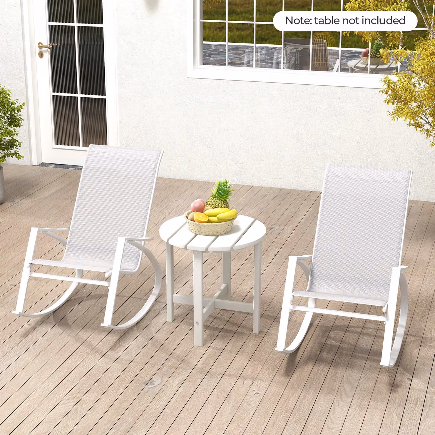 Costway Set of 2 Grey Outdoor Patio Rocking Chairs with Sling Fabric and Backrest – 2