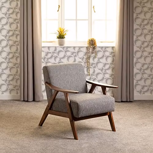 Seconique Kendra Mid-Century Accent Chair in Grey Fabric – 2
