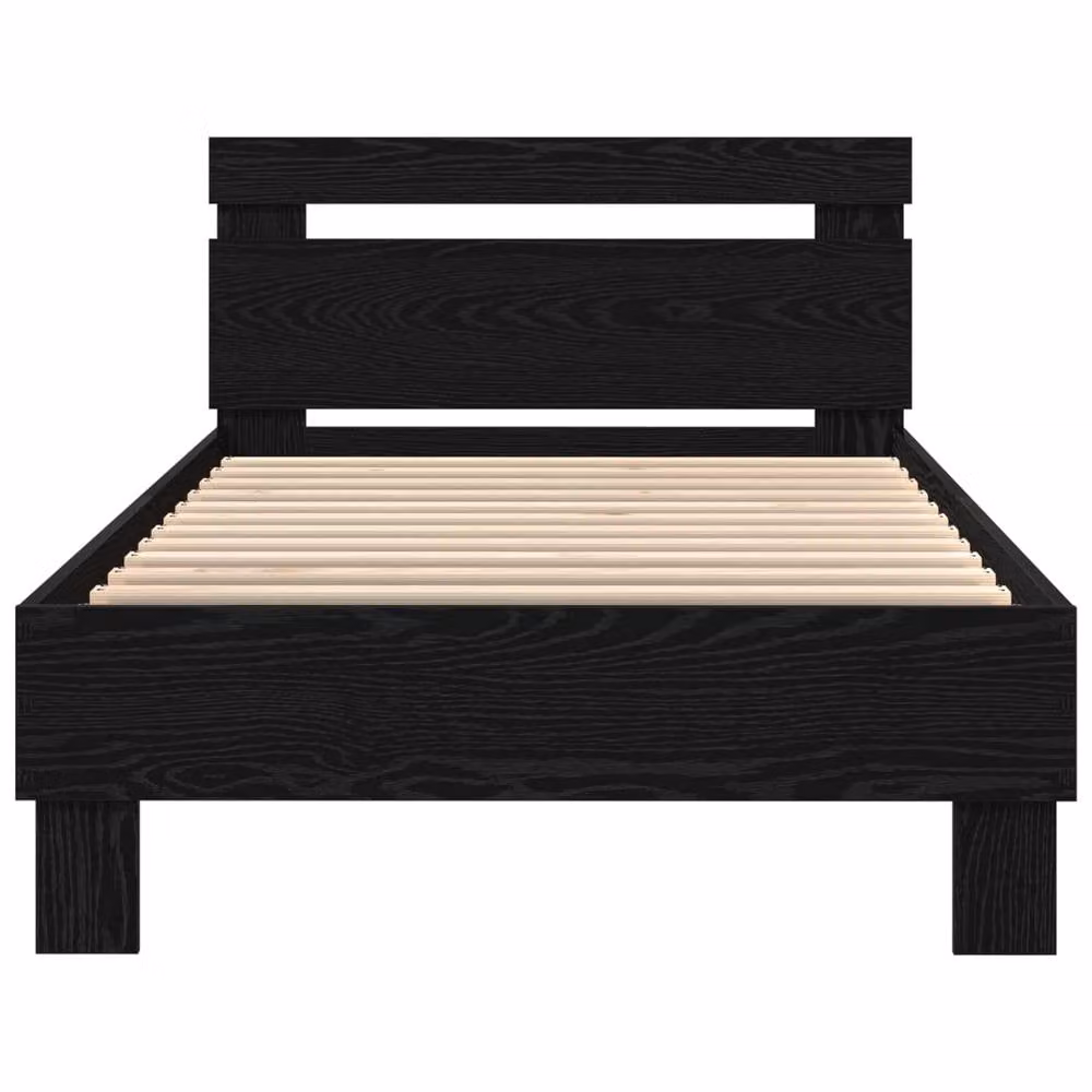 Berkfield Home Modern Bed Frame with Under-Bed LED Lighting in Black Oak, Engineered Wood, W: 75 cm x L: 190 cm – 5