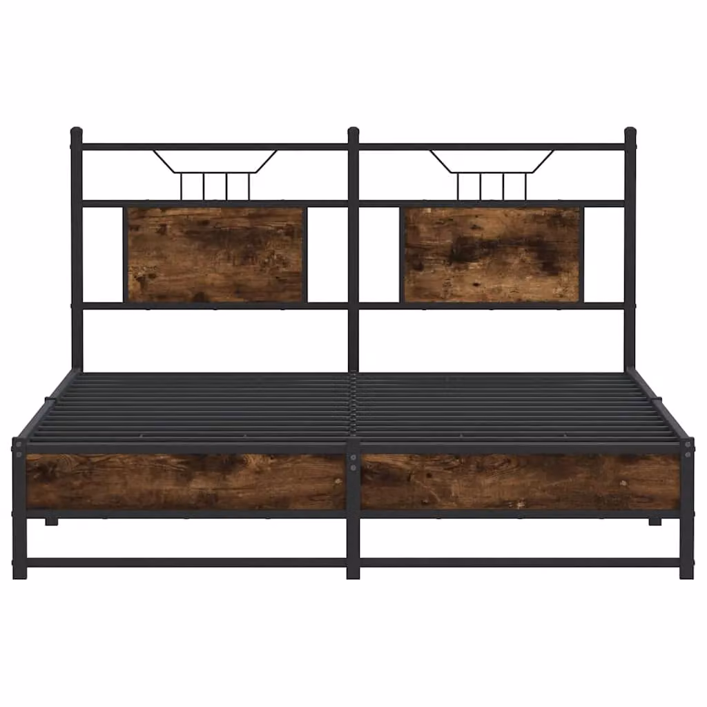 Berkfield Home Smoked Oak Bed Frame in Brown, W/D/H: 140 x 200 cm – 3