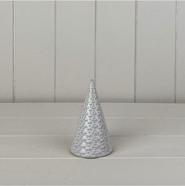 KDMD White and Grey Glazed Ceramic Geometric Christmas Tree Ornament Pendant
