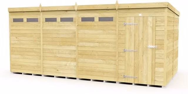 Buttercup Farm Brown Pent Security Wood Shed with Single Door, L231 x W474 x H201 cm – 1