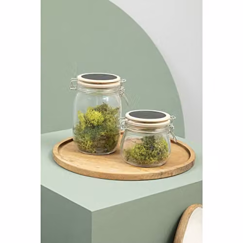 Orsina Durable Glass Medium Storage Jar with Pine Wood Lid, Transparent and Black, W/D/H: 11 x 11 x 18 cm – 3