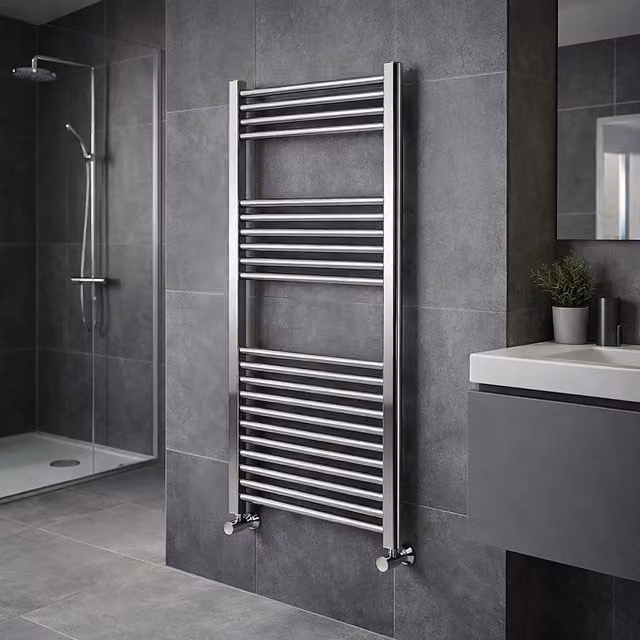 Lux Heat Chrome Ladder Towel Radiator, Silver, H x W: 120 x 60 cm