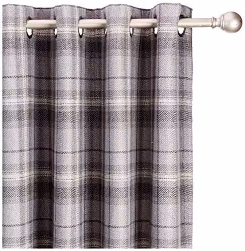 Sundour Carnoustie Checked Blackout Eyelet Curtains in Grey, W: 229 cm, D: 183 cm – 2