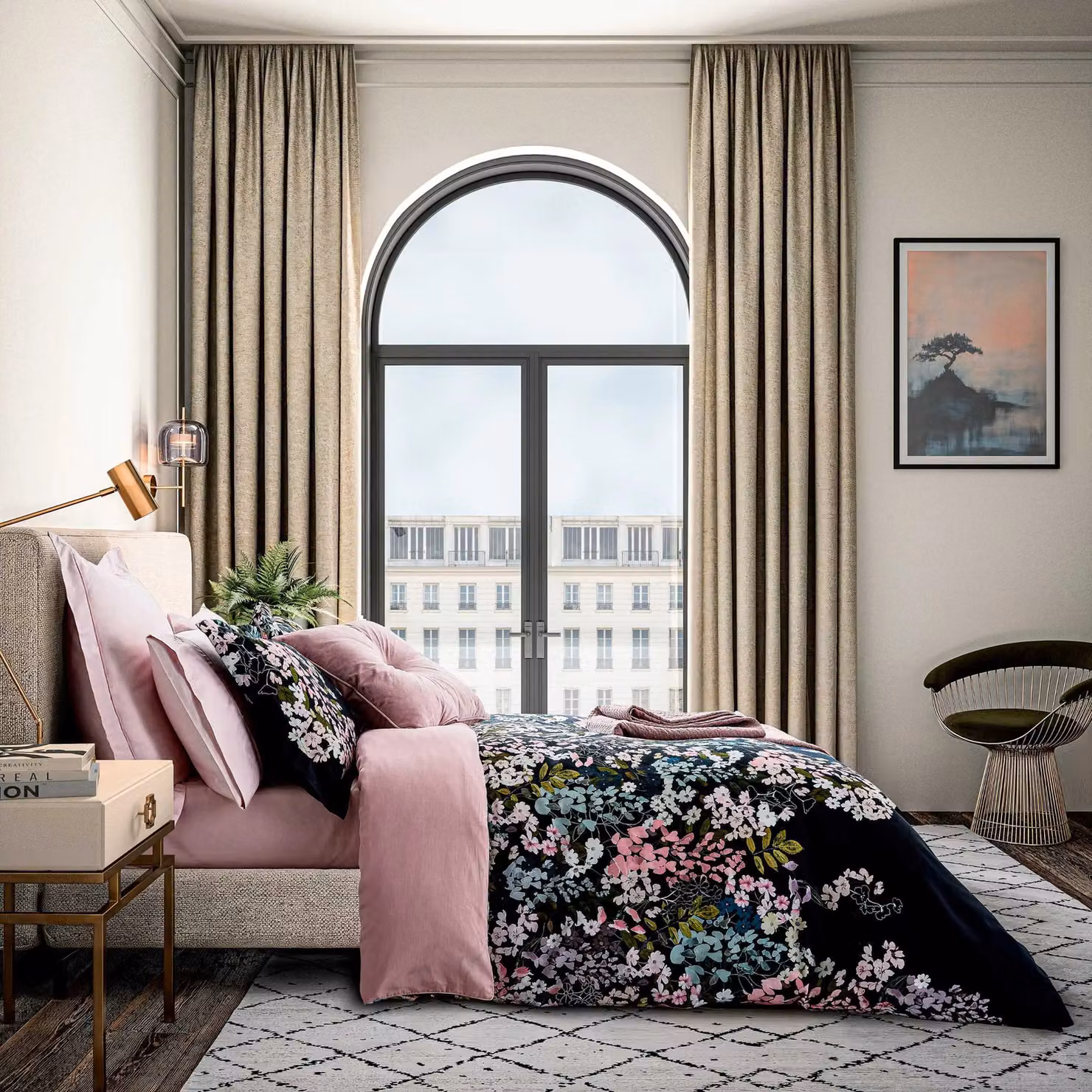 Ted Baker Wisteria Reversible Floral Cotton Mako Satin Duvet Cover and Pillowcase Set, Blue, W: 140 cm, L: 200 cm – 2