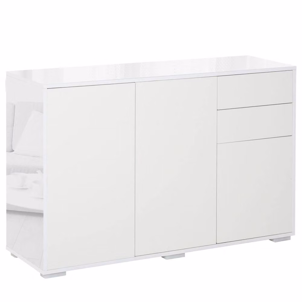 Wyld Haus Talu High Gloss White Sideboard with 2 Drawers and 2 Cupboards, W/D/H: 117 x 36 x 74 cm – 2